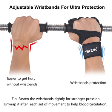 SKDK Weightlifting Gloves with Wrist Wraps – Full Palm Silicone Grip & Support for Safe & Powerful Home Workouts